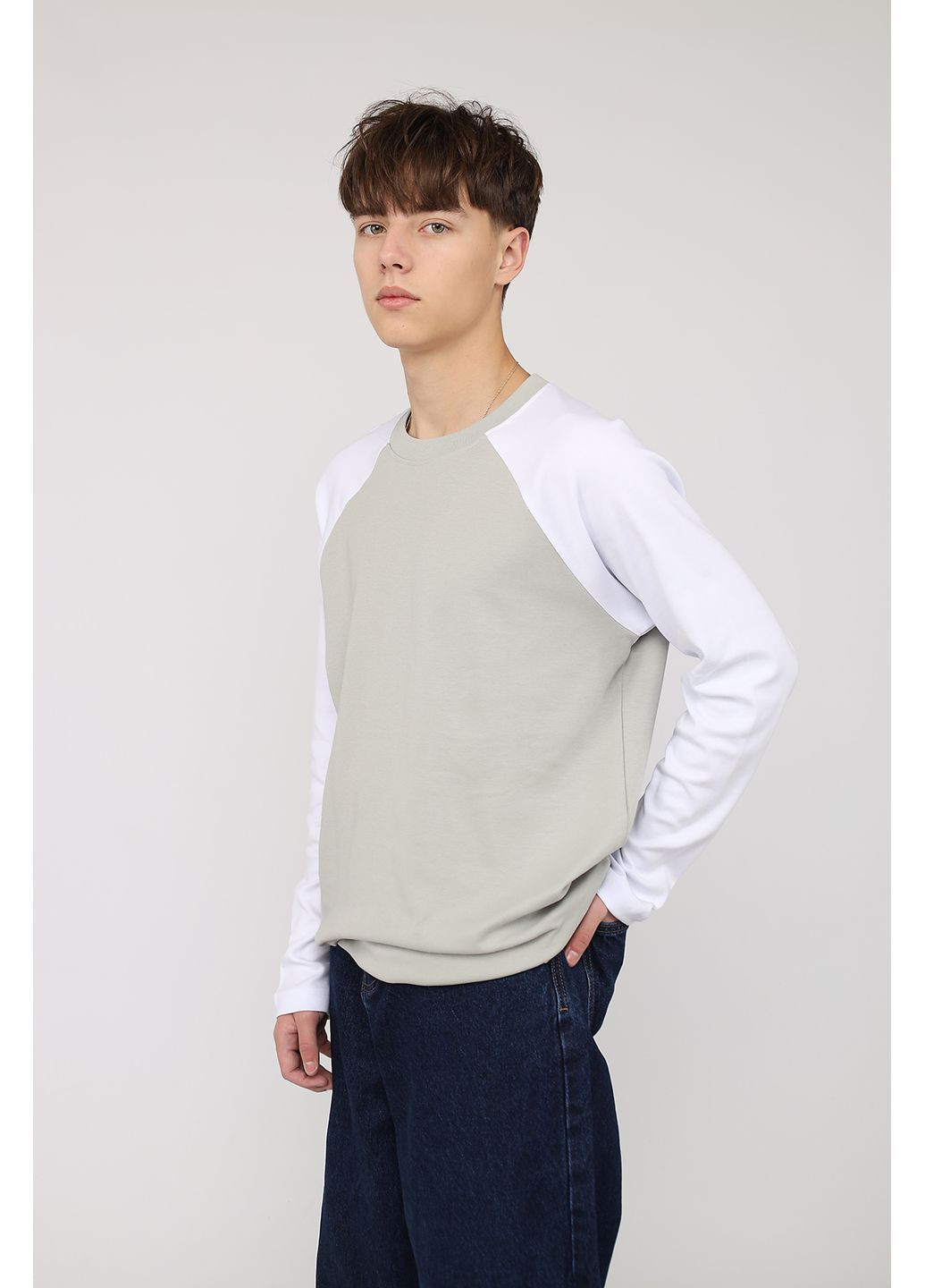 Футболка з довгим рукавом чоловіча колір сірий ЦБ-00286340 Yuki сірий трикотаж