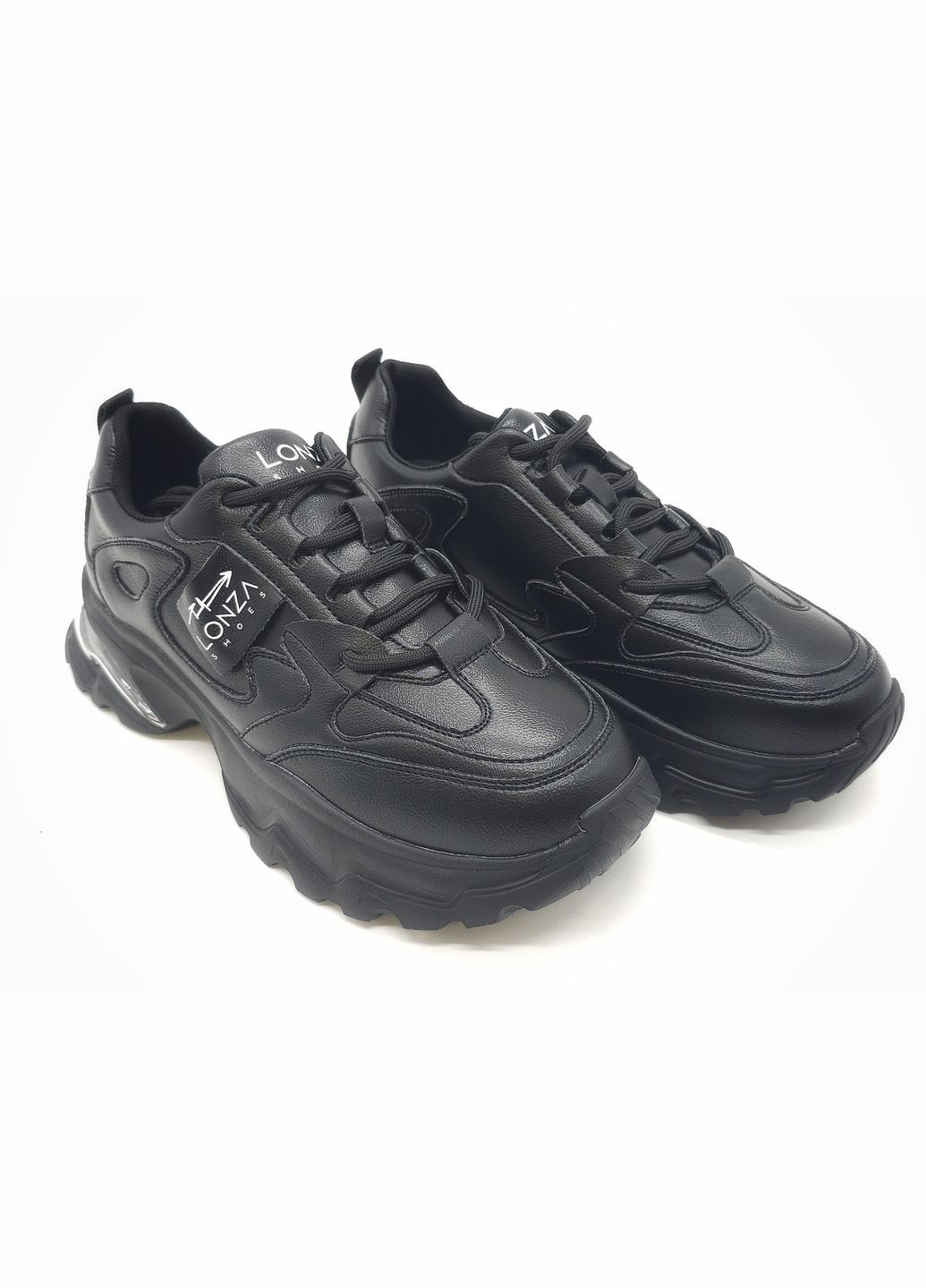 Чорні всесезонні жіночі кросівки чорні шкіряні l-11-34 25,5 см (р) Lonza