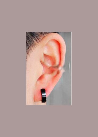 Мужские серьги-клипсы из стали черные на ухо без прокола No Brand (338228713)