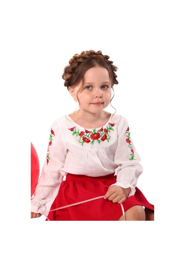 Белая вышиванка из льна для девочек модный карапуз Trendy Tot лен (370972641)