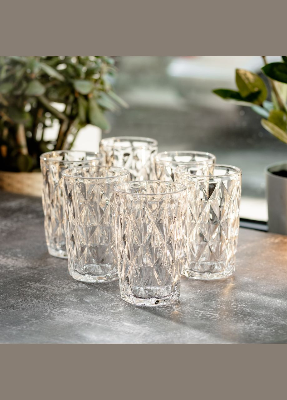 Набор фигурных стаканов 6 шт 300 мл стеклянные стаканы для коктейлей, холодных напитков HP-YH-14 Yiwu (326066259)