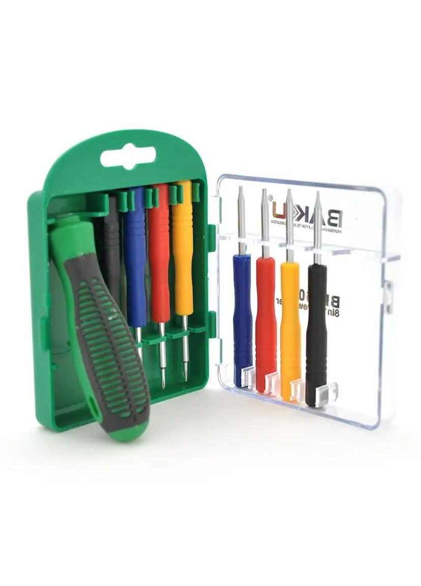 Набор отверток для ремонта различной мелкой электроники (Т3, Т4, Т5, Т6, Т7, 1 минусовая, 2 плюсовых) BAKKU Baku (313110012)