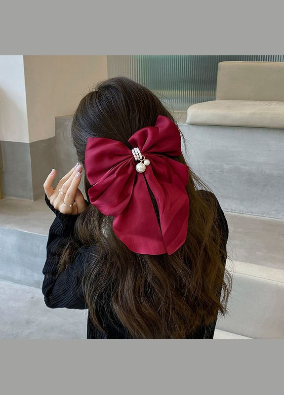 Бант для волосся на заколці з перлинами шпилька Honey Fashion Accessories бежевий (12-32) No Brand (313654079)