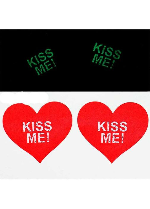 Вінілові наклейки на соски, що світяться, "Kiss Me!" Червоний No Brand (368893316)