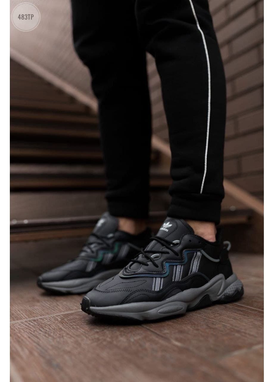 Черные демисезонные кроссовки мужские adidas ozweego black leather адидас озвиго No Brand