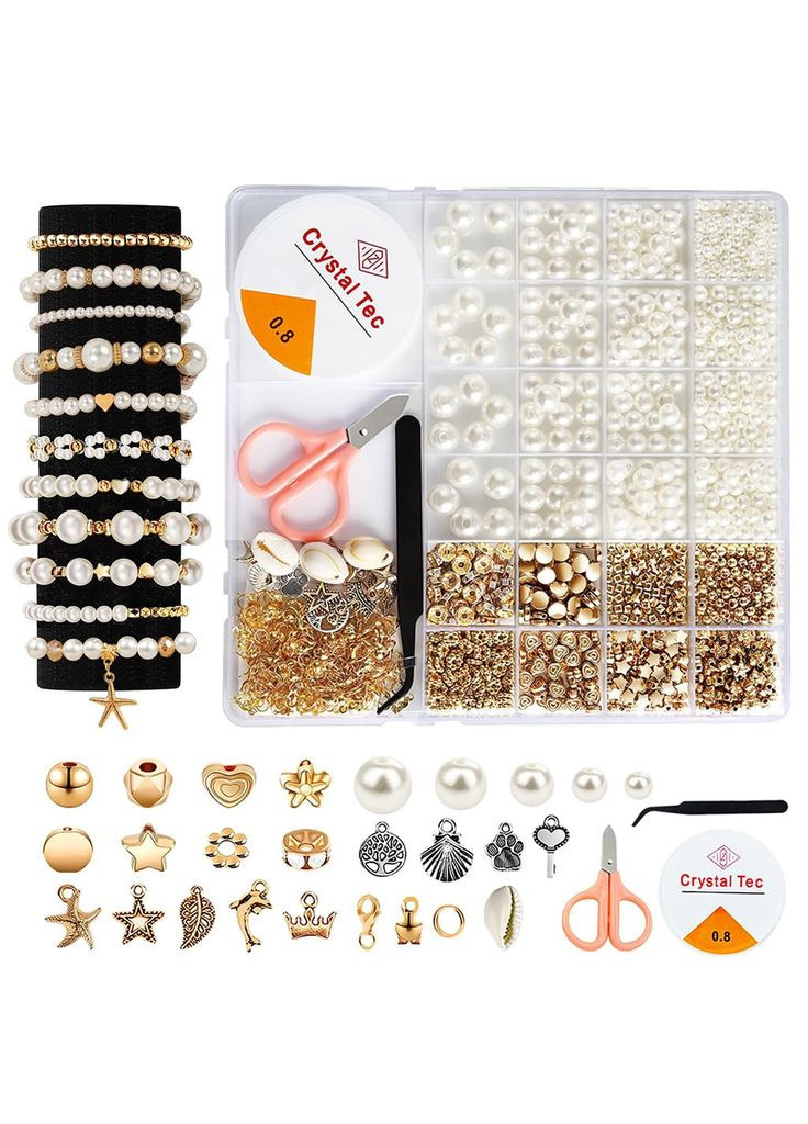 Детский набор перламутровых бусин для создания украшений 5-12 лет 1200 деталей ( код: DIY1200 ) Handmade (331902328)