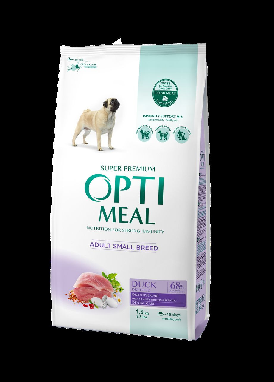 Сухий корм для дорослих собак малих порід Качка 1,5 кг ОПТИМИЛ Optimeal (278309884)