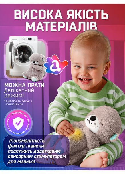 Детская мягкая игрушка подушка Выдра обнимашка ночник дышащая с белым шумом (голубая) No Brand Perfect (369788736)