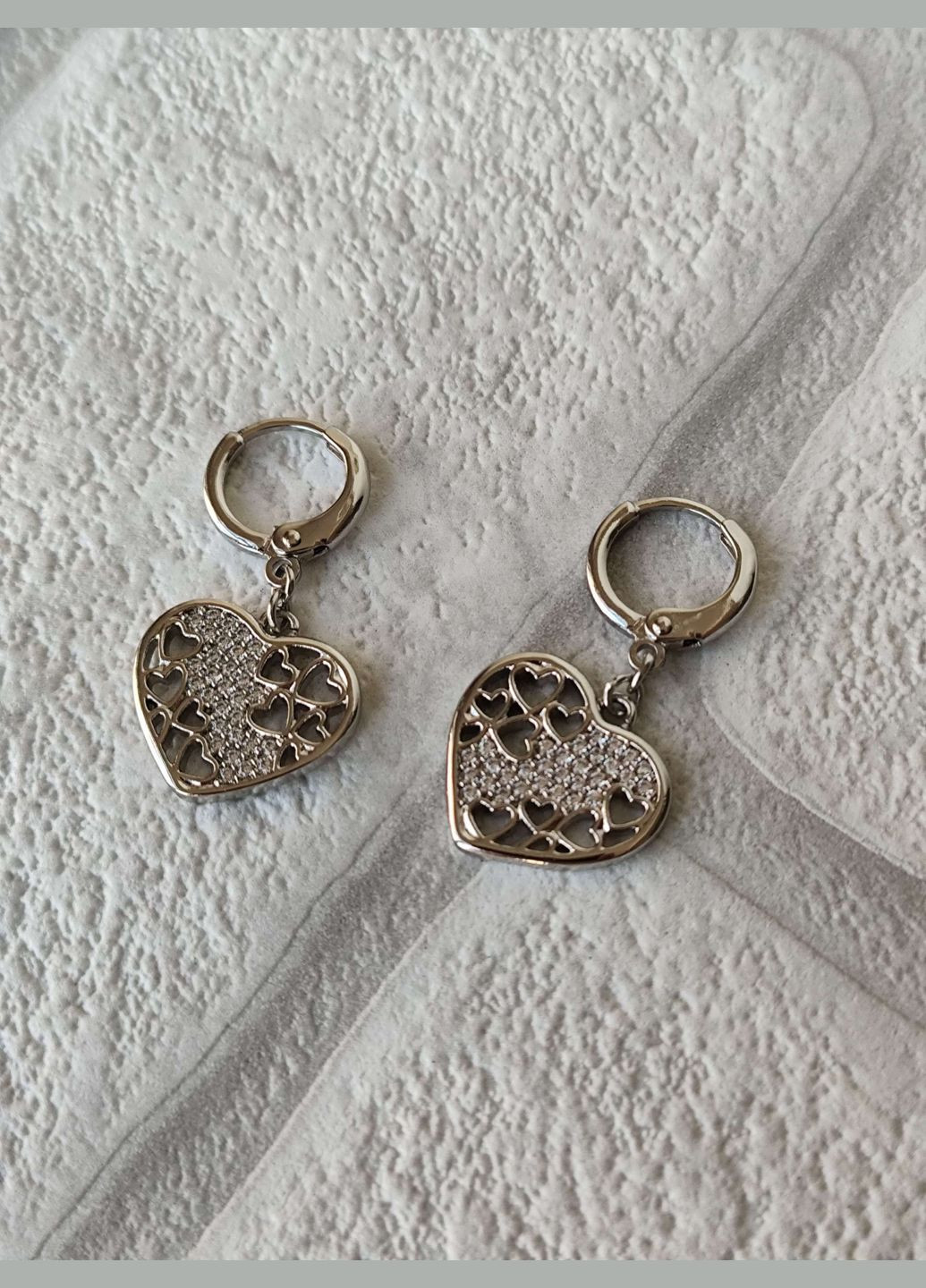 Сріблясті сережки серця трендові xuping медичний сплав родій Xuping Jewelry (337503361)