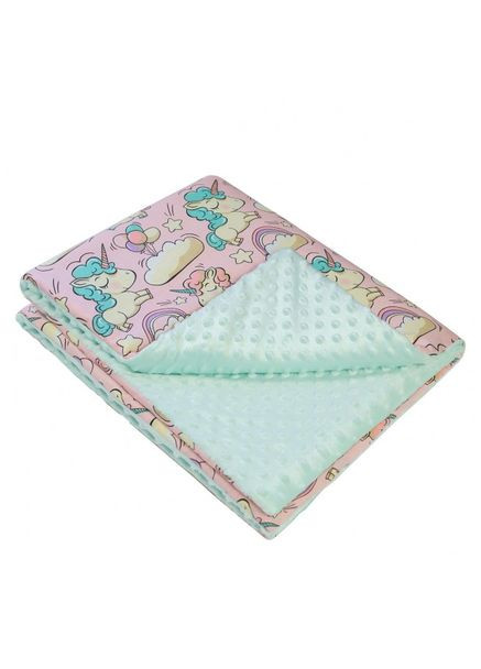 Плед дитячий плюшевий єдиноріг Колір м'ятий 100X150 см No Brand (302238213)