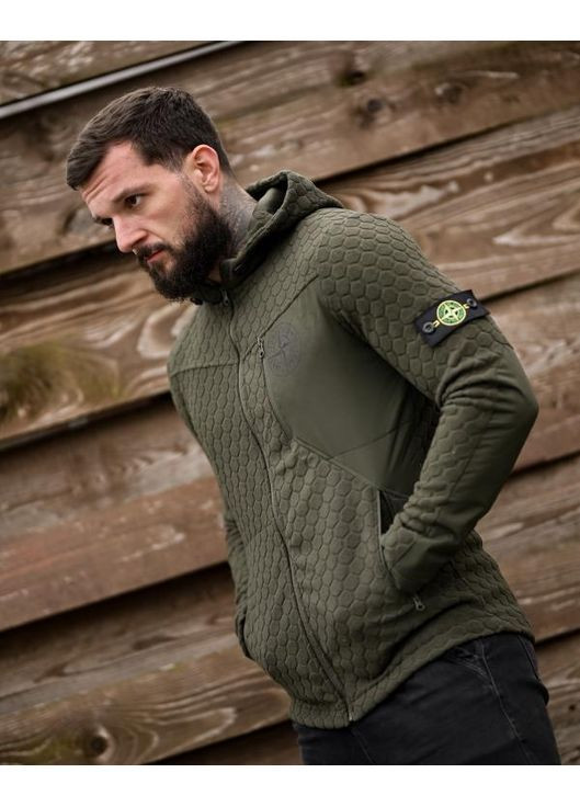 Чоловіча демісезонна кофта на флісі Stone Island олива No Brand (370603926)