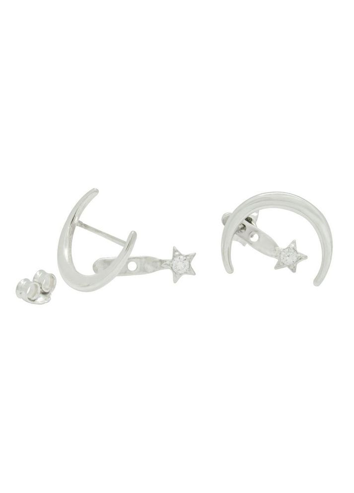 Серебряные серьги джекеты "Лунница" луна звезда No Brand (350667587)