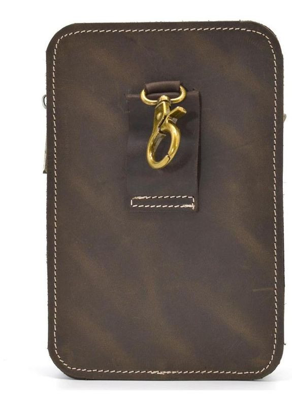 Сумка поясная на ремень через плечо мужская из натуральной кожи маленькая Коричневый 35086 TARWA (333300003)