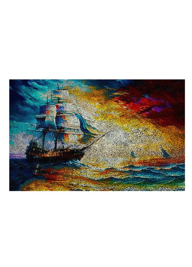 Набір для килимової вишивки килимок Корабель (основа-канва, нитки, гачок для килимової вишивки) No Brand 1371 (307287076)