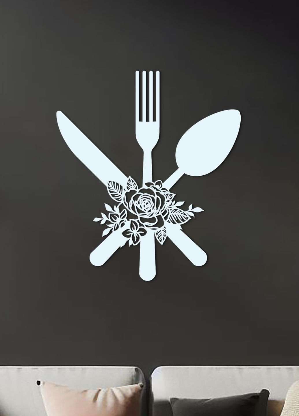 Деревянная картина на кухню, декор в комнату "Столовые приборы", оригинальный подарок 70х80 см Woodyard (291882604)