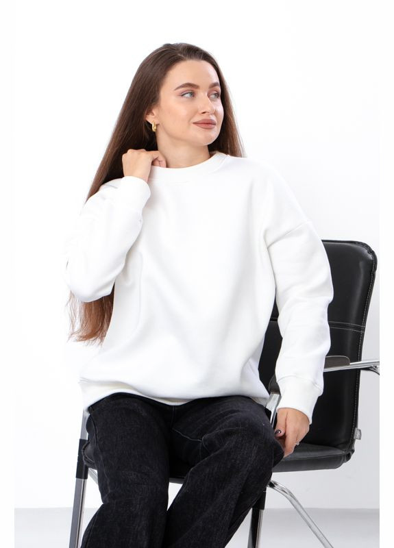 Білий світшот жіночий (p-12577) Носи своє однотонний без декору (311680709)