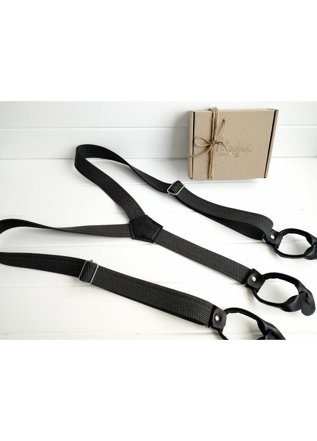 Мужские серо-черные подтяжки на пуговицах Major Style (357206590)