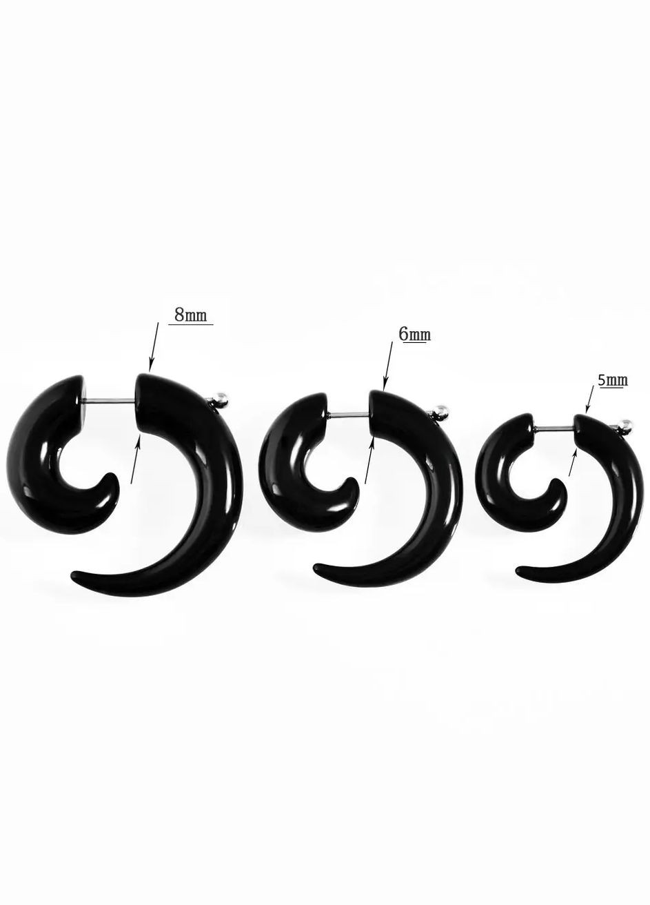 Сережки шип імітація розтяжок тунелів, чорний акрил Пара No Brand (316462635)
