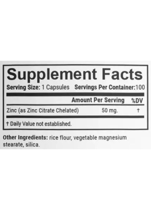 Zinc (cahelated citrate) 50 mg 100 Caps En`vie Lab (302654110)