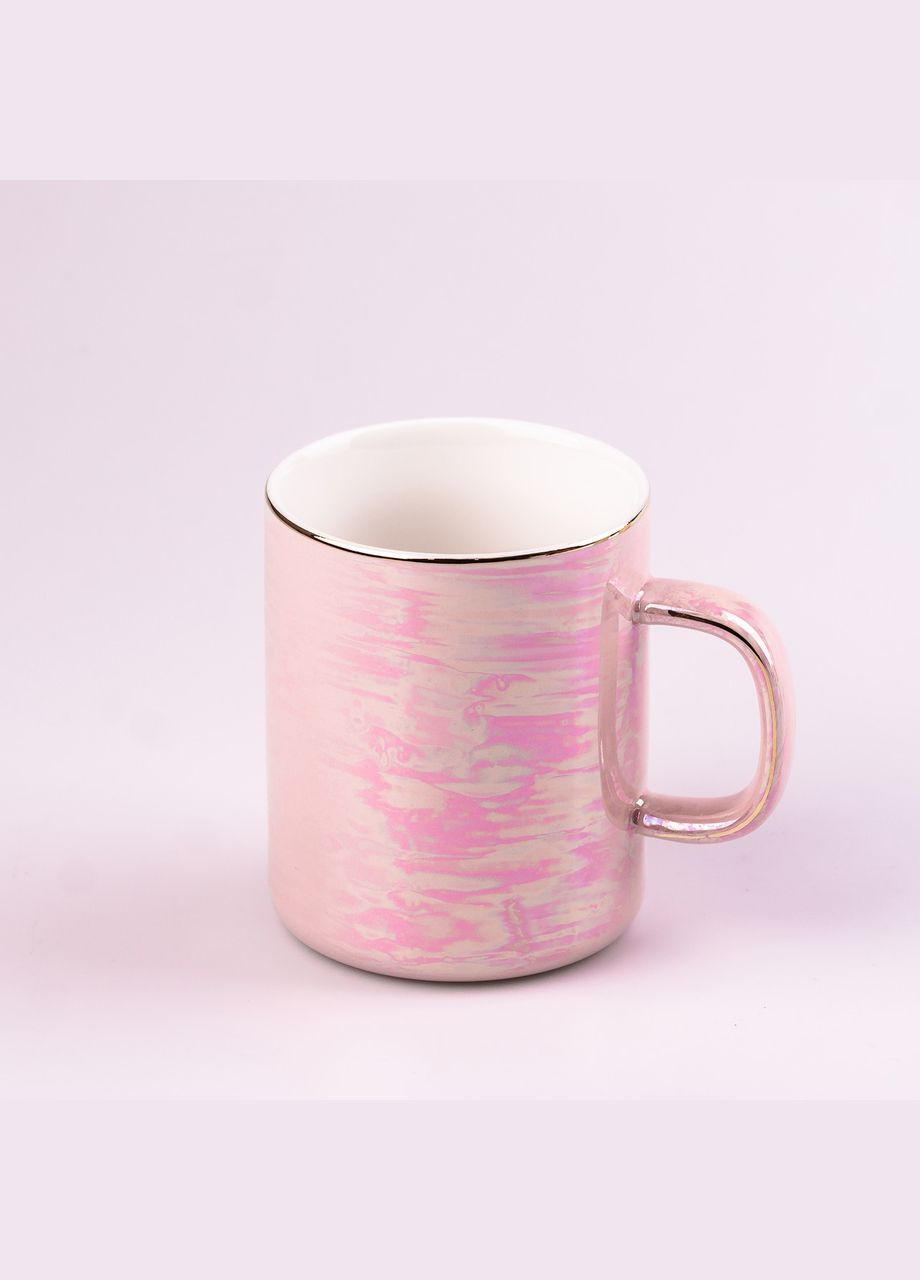 Чашка керамічна Glaze 420мл у дзеркальній глазурі Рожевий Happy Life (326066398)