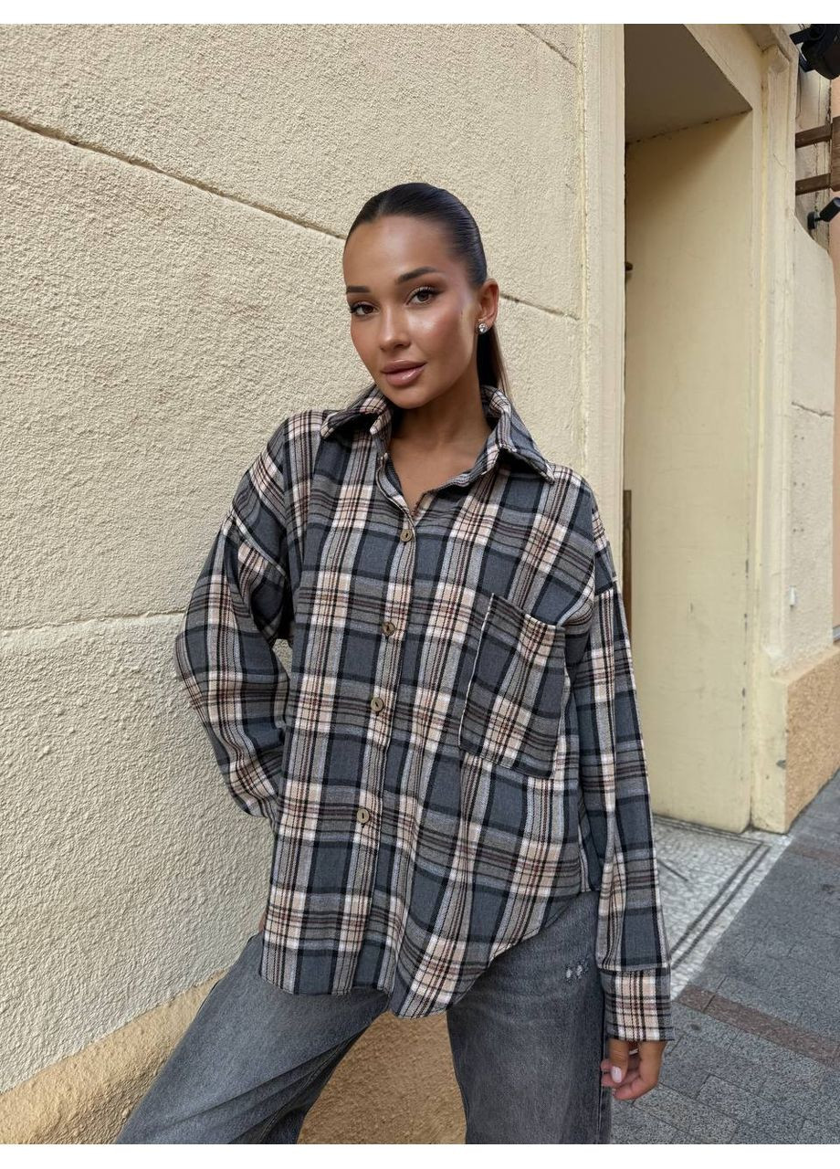 Голубой рубашка в клетку Vione с длинным рукавом