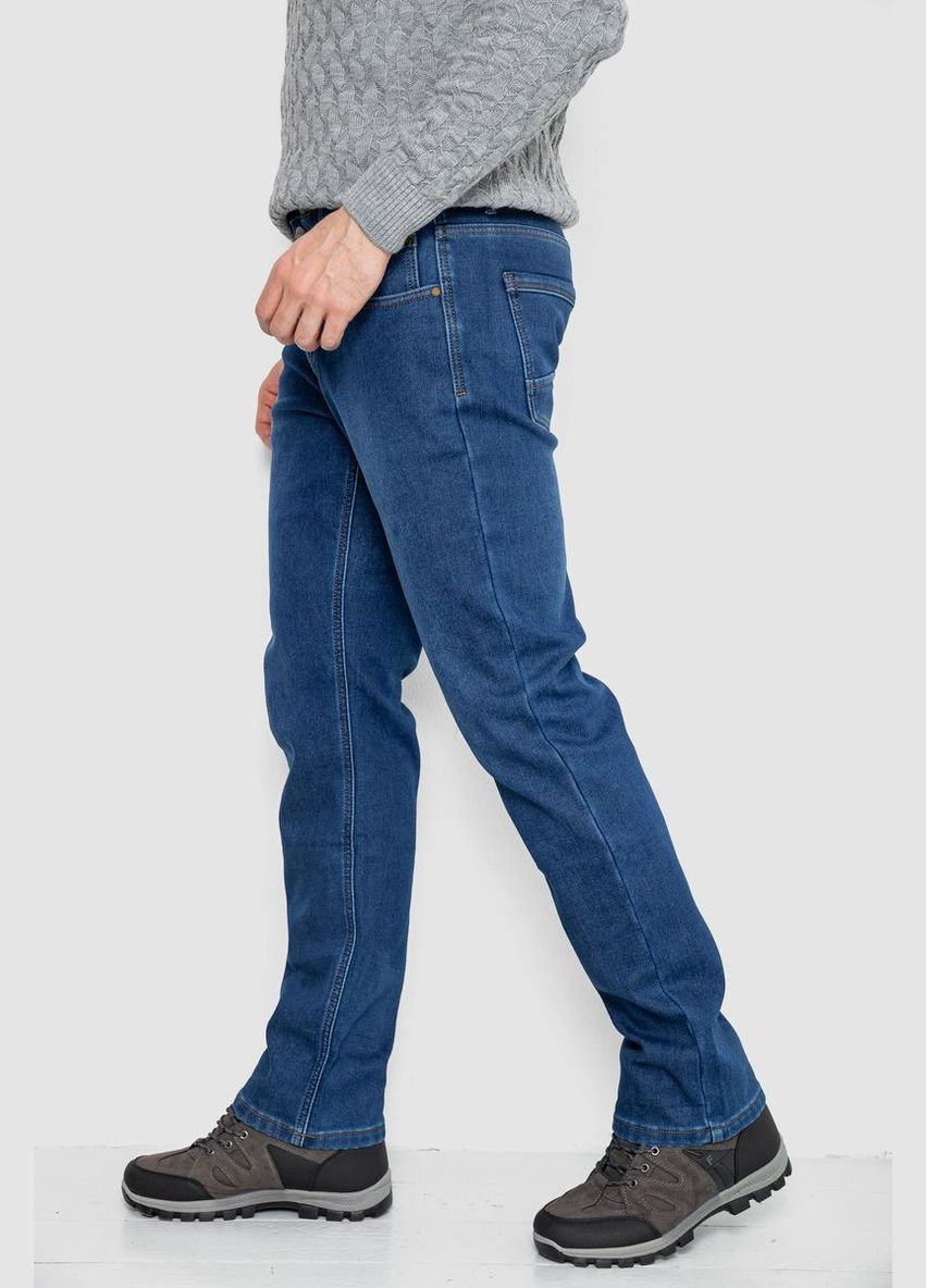 Синие демисезонные прямые джинсы мужские на флисе синие с потертостями размер 29 (sku_254r2402) Ager