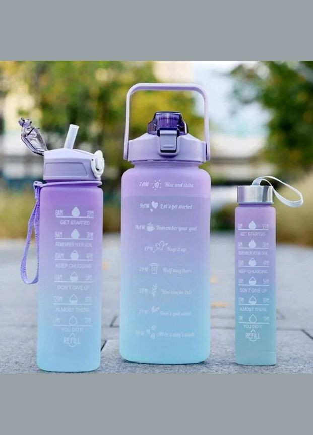 Спортивная Бутылка для воды и напитков Набор 3 шт. (500 мл, 900 мл, 2 л) YP65 - Фляга Градиент для Тренировок (602307135) Clefers (300694638)