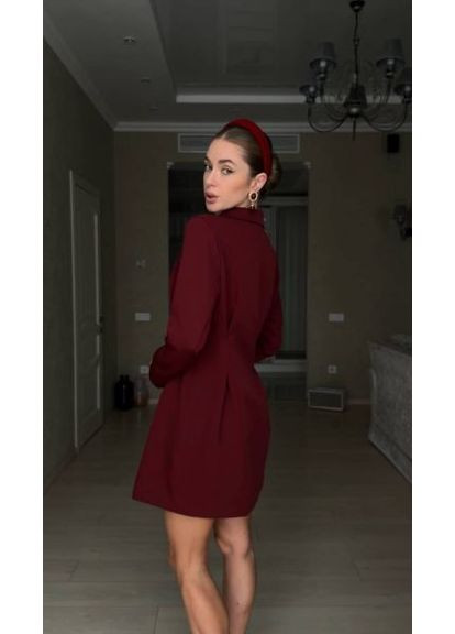Бордовое платье-пиджак, из костюмной ткани,, р. (ст. 0753ir) No Brand