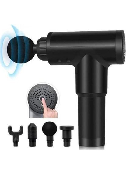 Ручной массажер для тела + 4 насадки, от USB, KH-320, Черный / Мышечный вибромассажер No Brand (373220960)