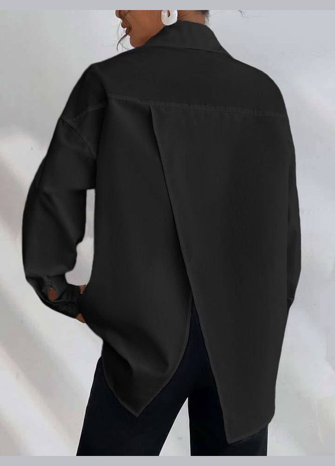 Чёрная женская рубашка из софта цвет черный р.48/50 451186 New Trend