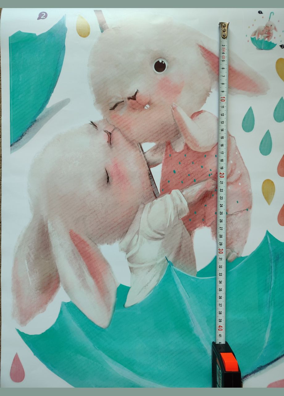 Вінілові наклейки на стіну Зайчики на парасольці (лист 40 х 60 см) Б182-5 No Brand (302241930)