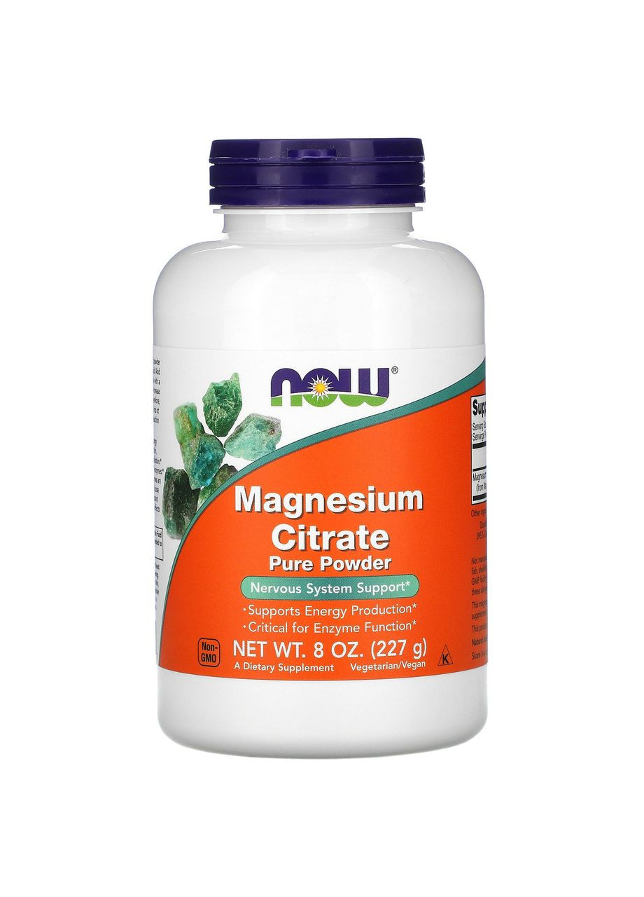 Магния цитрат Magnesium Citrate чистый порошок для поддержки нервной системы 227 г Now Foods (264648130)