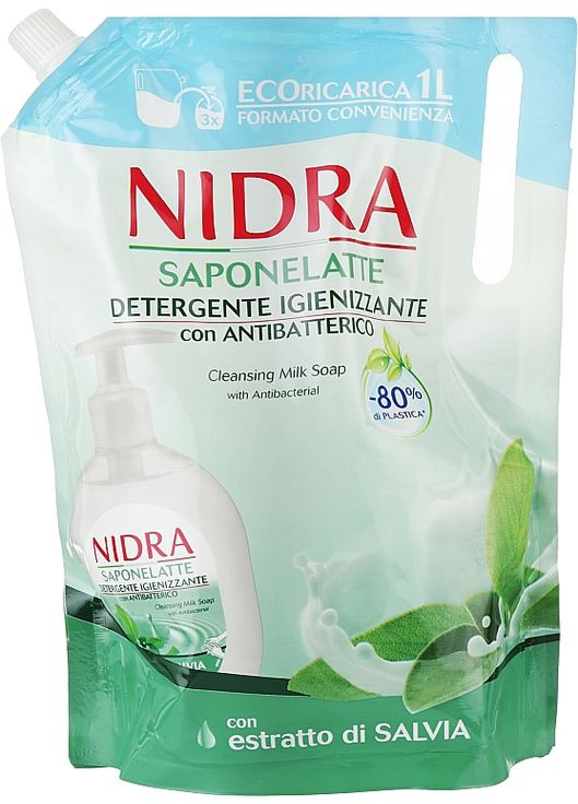 Жидкое антибактериальное мыло с экстрактом шалфея (сменный блок) Liquid Soap 1000ml (1098415-31158308) Nidra (368619330)