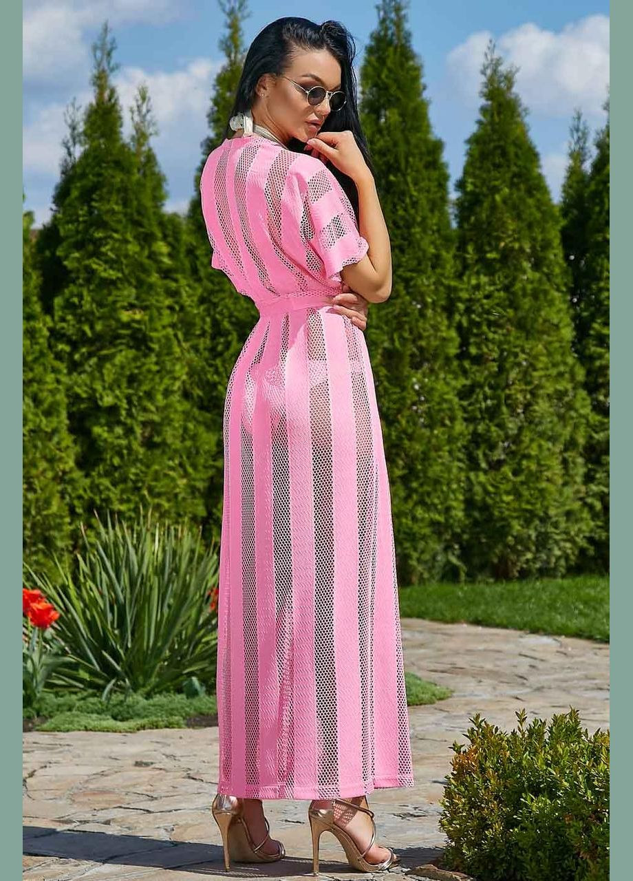 Длинная пляжная туника принт полоска. Розовый Seventeen (340108407)