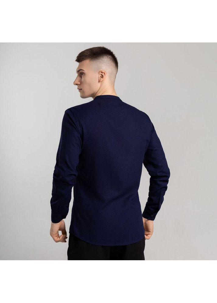 Темно-синяя праздничный, повседневный, вечерний, классическая, кэжуал рубашка однотонная Vakko