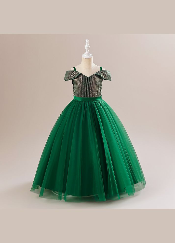 Зелёное детское платье длинное No Brand (317050742)