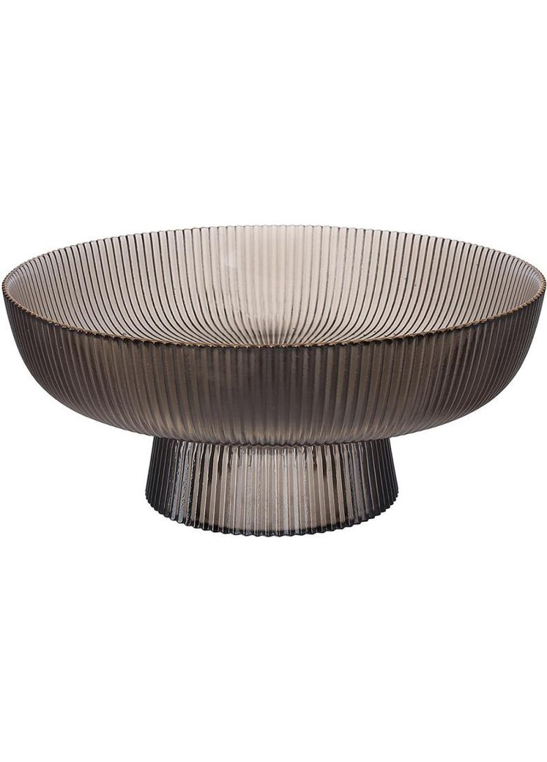 Фруктівниця скляна "Fleur" Ø26х11.5см сірий-димчастий із золотою облямівкою BonaDi (372173570)