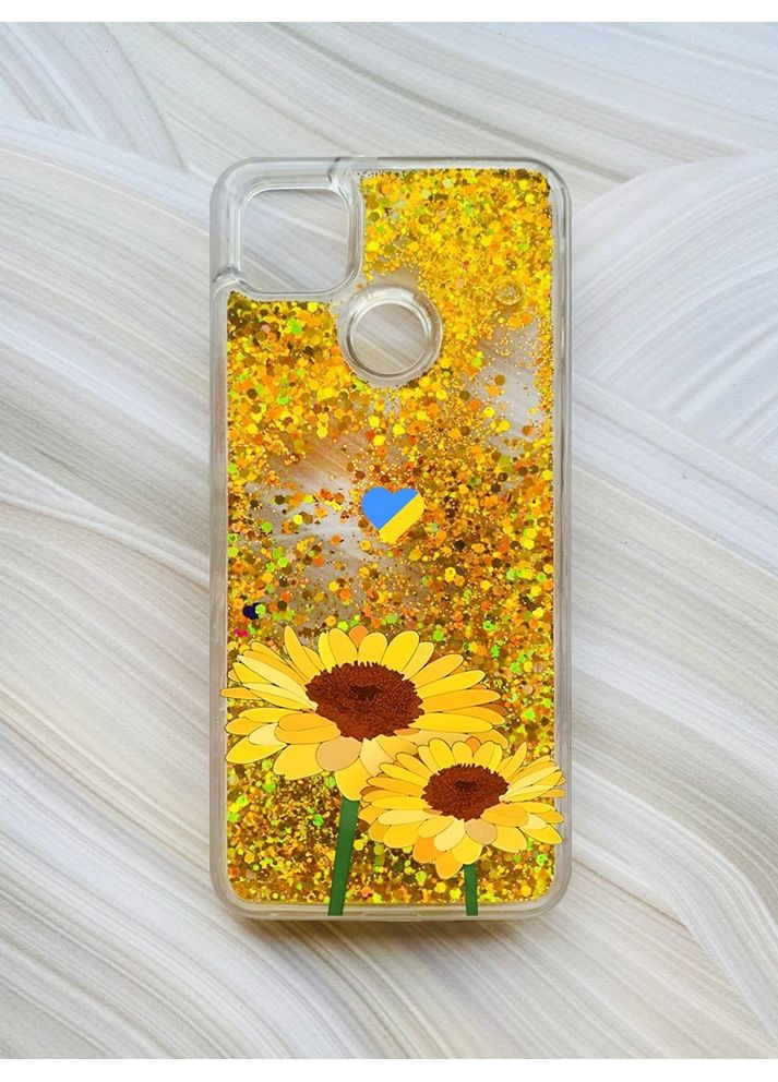 Чехол с плавающими блестками на Xiaomi Redmi 9C / 10A:: Желтые цветы (принт 364) CASE CONTROL (360703937)