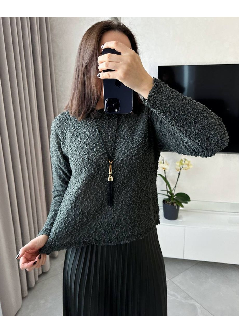 Графітовий демісезонний ✔️ затишний светр вільного крою – стиль + комфорт на кожен день! розмірна сітка в описі GD/GL Модний простір