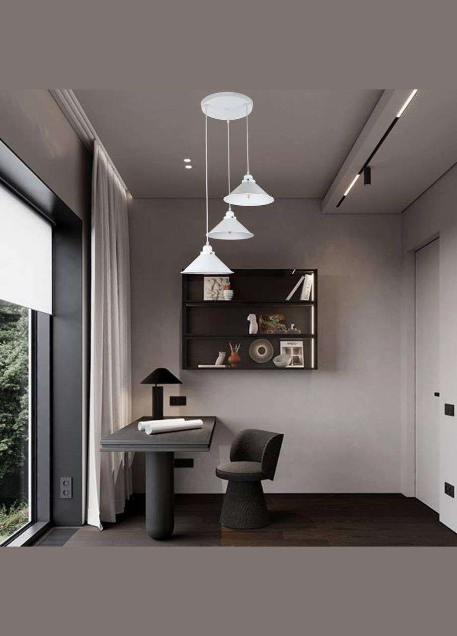 Белая люстра на три 26см плафона (52-839F-3 WH+WH) No Brand (370072177)