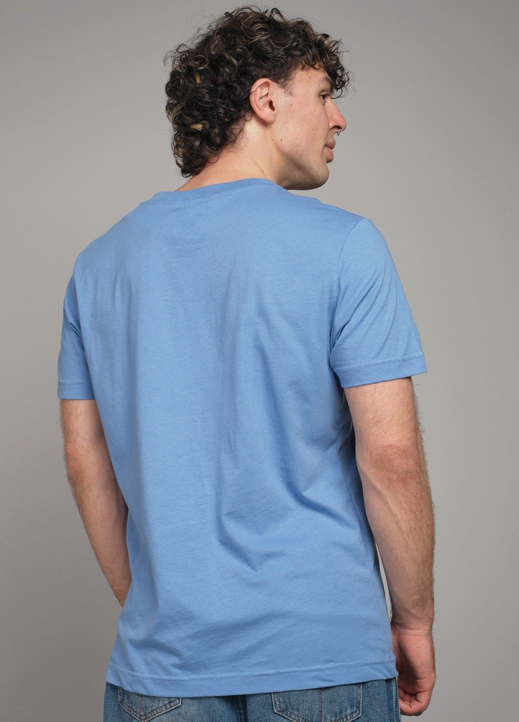 Блакитна футболка чоловіча блакитна з написом 103358 Power