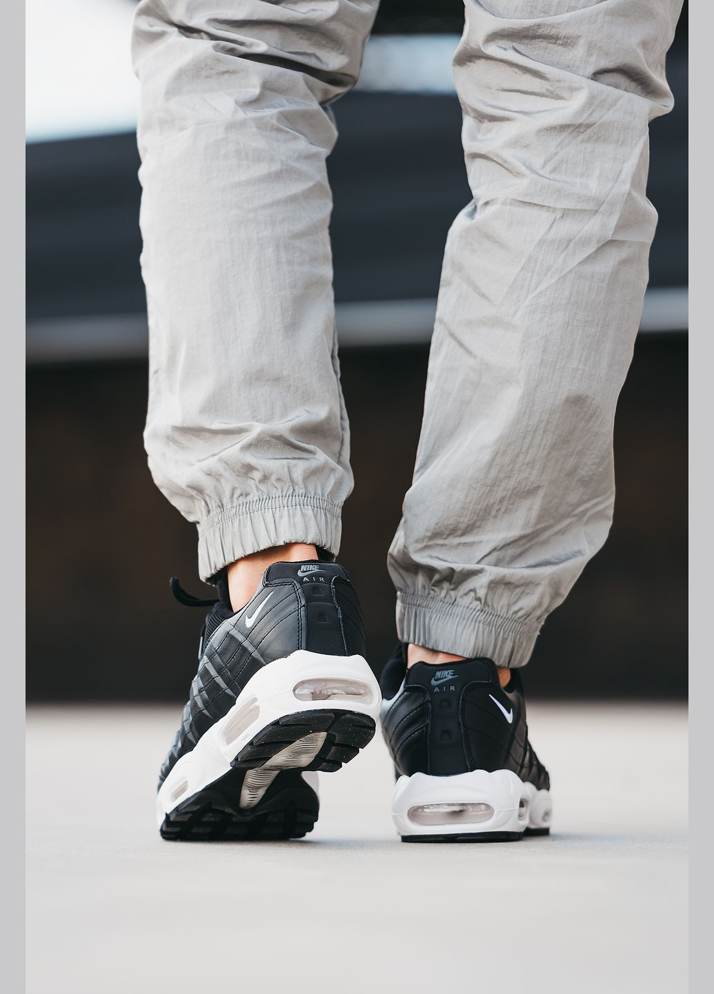 Чорні всесезон кросівки чоловічі nike air max 95 black white | найк аір макс 95 чорні білі No Brand