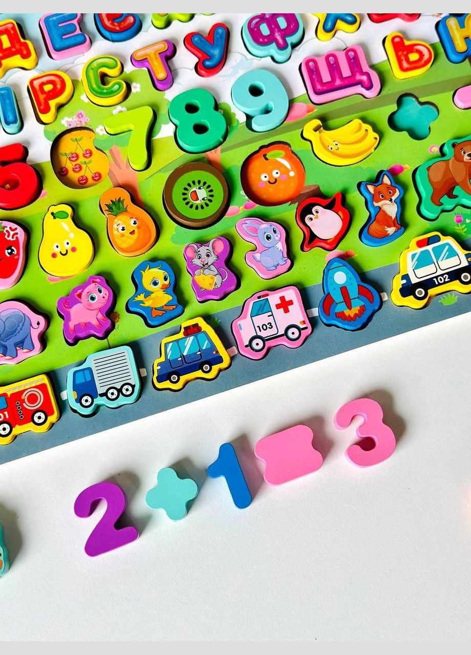 Деревяна розвиваюча дошка Монтессорі 31592 Риболовля Укр Абетка Вкладиші TK Group (327217155)