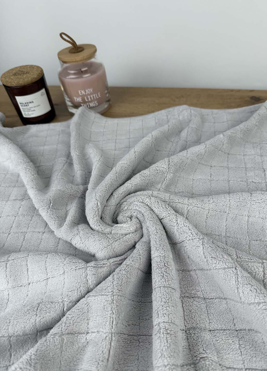 Рушник лицьовий мікрофібра 100х50 см Homedec клітинка світло-сірий