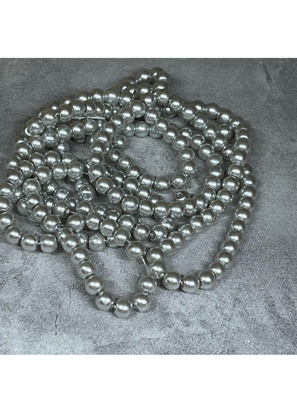 Жемчуг стеклянный 4 мм, цвет- светло-серый, 218 шт No Brand (315504783)