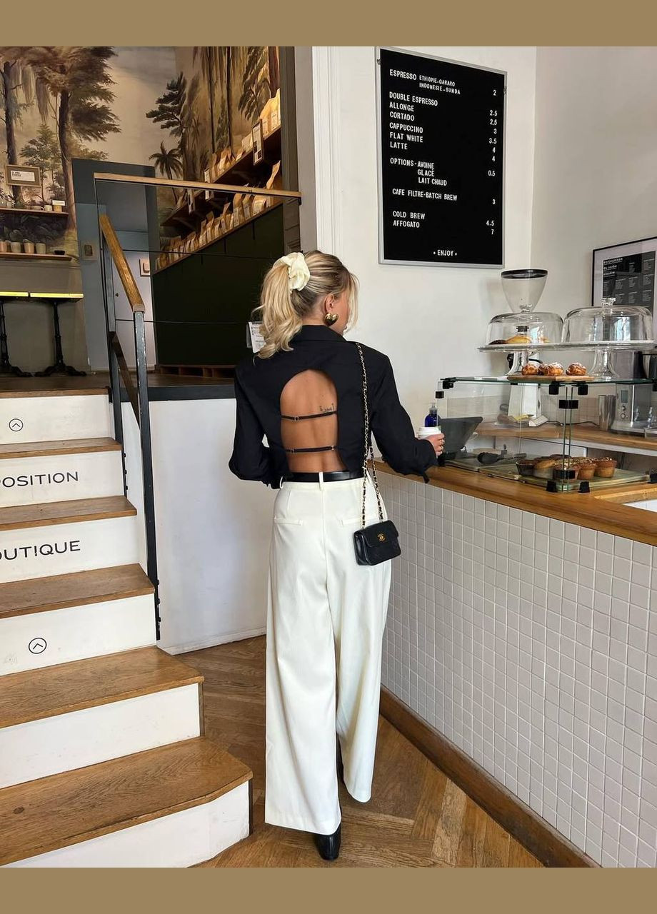 Черная кэжуал рубашка однотонная Adelante