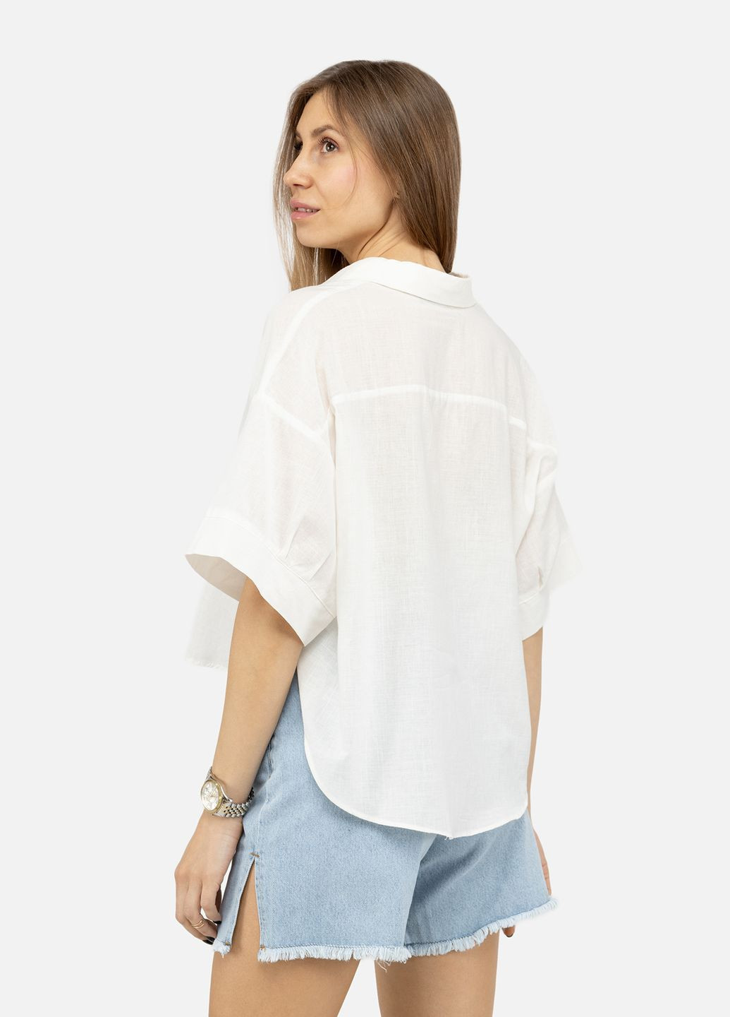 Жіноча сорочка з коротким рукавом колір білий ЦБ-00245325 Reyon (297059891)