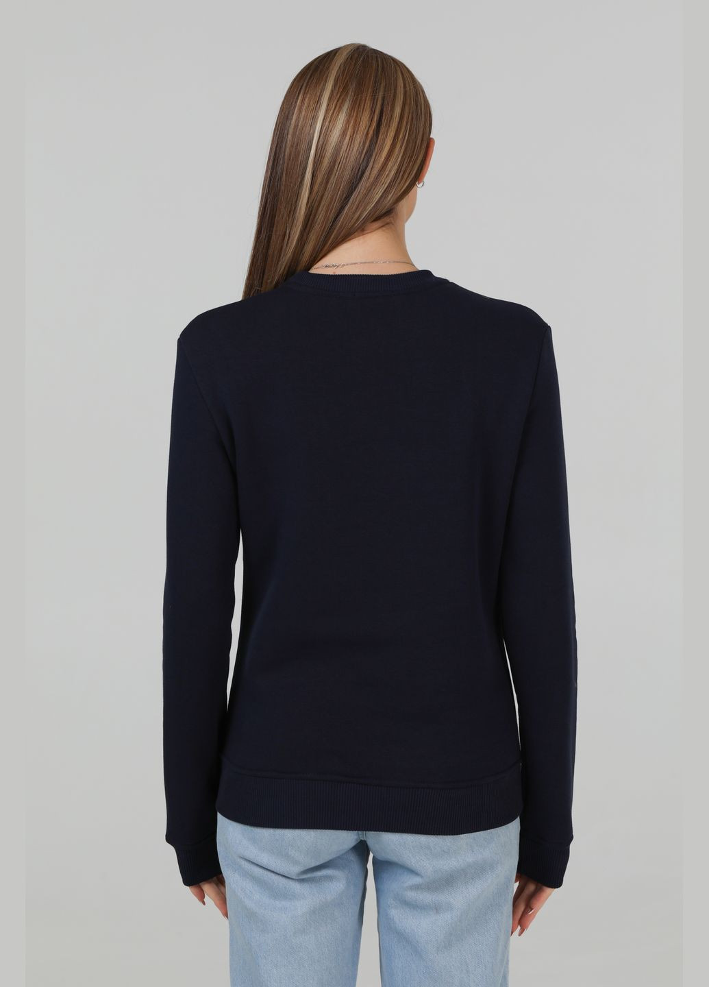 Темно-синій світшот жіночий темно синій утеплений u0301 RAY однотонний без декору (305776948)