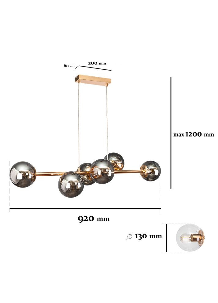 Золота підвісна люстра на 6 ламп ( 52-1010-6 GD+BK) No Brand (370069692)
