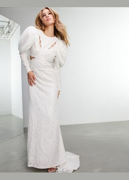 Молочна святковий сукня зі шлейфом Asos з квітковим принтом